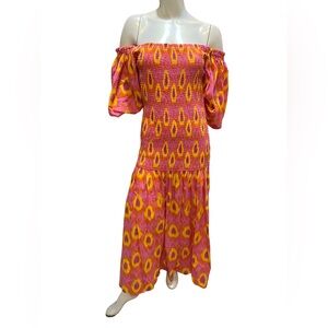 Zara Pink and Yellow Midi Dress